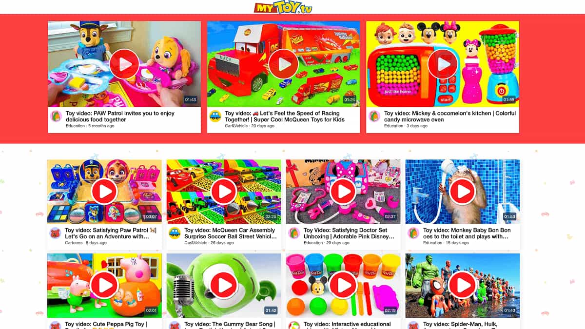 MyToy.tv toy video homepage